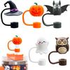 New Halloween Straw Cover Cap For Stanley Cup Silicone Straw Topper For 10mm Straw Dust-proof Reusable Straw Tips For Tumbler