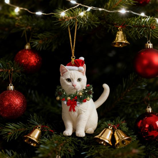 Yousheng Рождественский кулон 2D акриловый кот в рождественском венке шарм подвеска для автомобиля украшение для дома офиса вечеринок