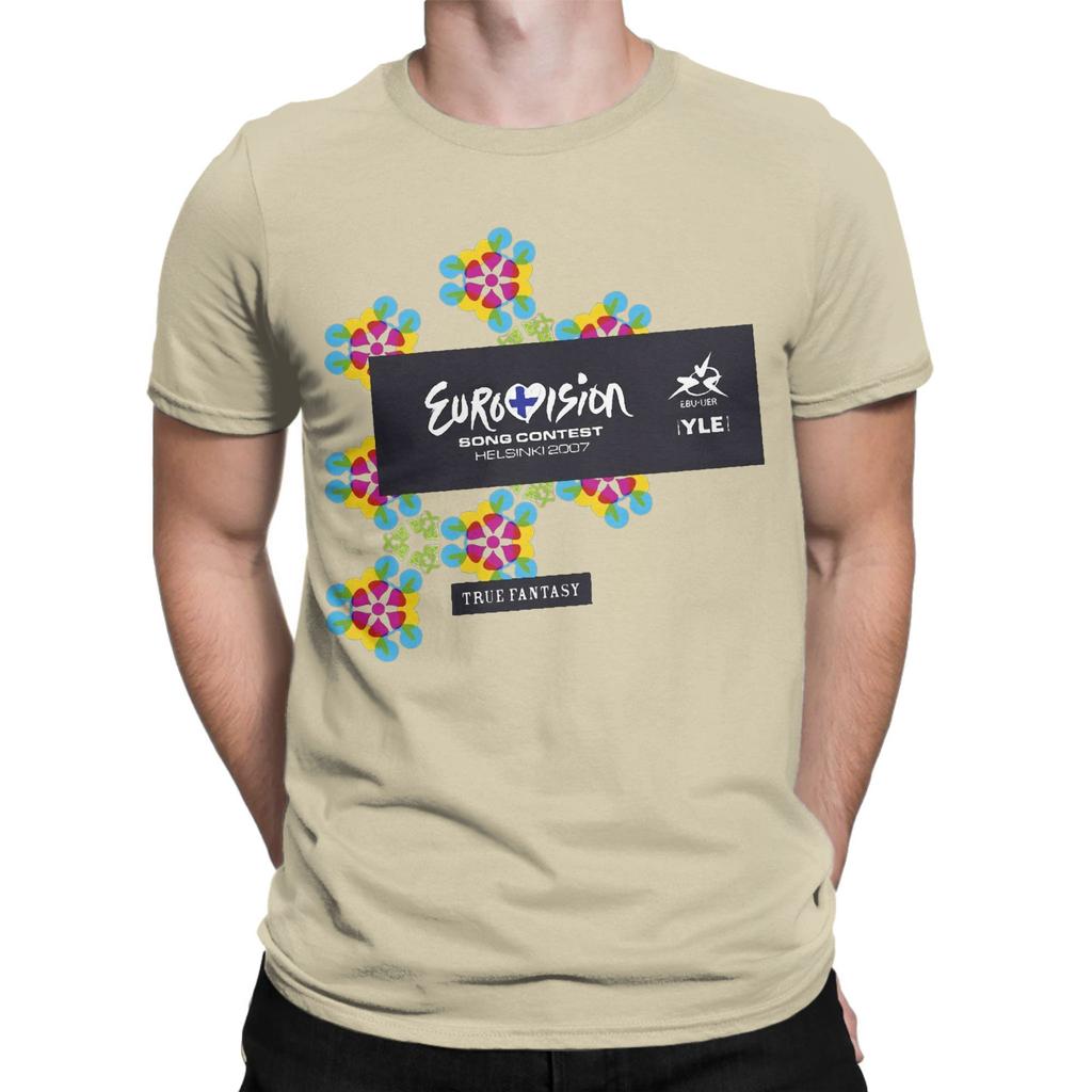 Men Eurovision Song Contest 2007 T Shirts  Pure Cotton Tops Funny Short Sleeve Round Collar Tees Original T-Shirt