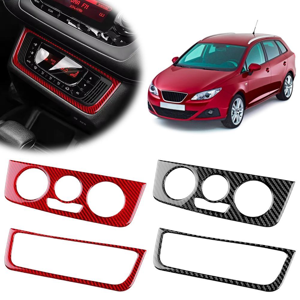 Для Seat Ibiza 6j 2009 2010 2011 2012 2013 2014 Настоящая Мягкая Наклейка из Углеродного Волокна LHD RHD Панель Рамки Центральной Консоли Автомобиля AC Отделка