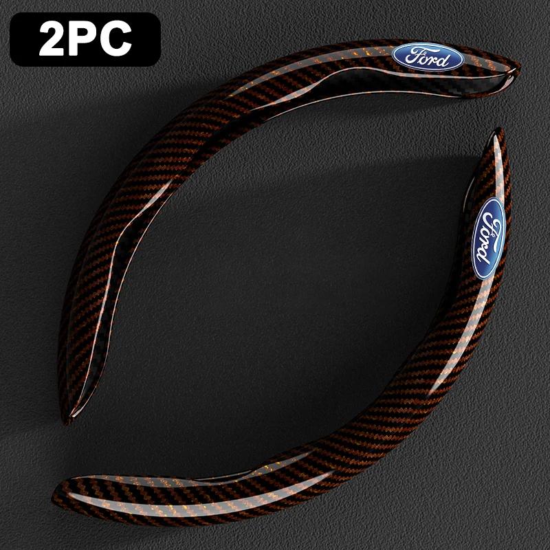 2PCS Carbon Fiber Car Steering Wheel Cover Anti-skid For Ford F150 Ranger Fiesta Focus Transit Mustang Mondeo MK2 MK3 MK7 MAX