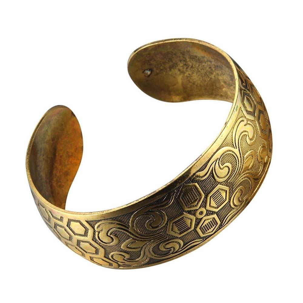 Vintage Carved Wide Bracelet Lotus Thai Wrist Jewelry Classical Silver Opening Bangle  Girls