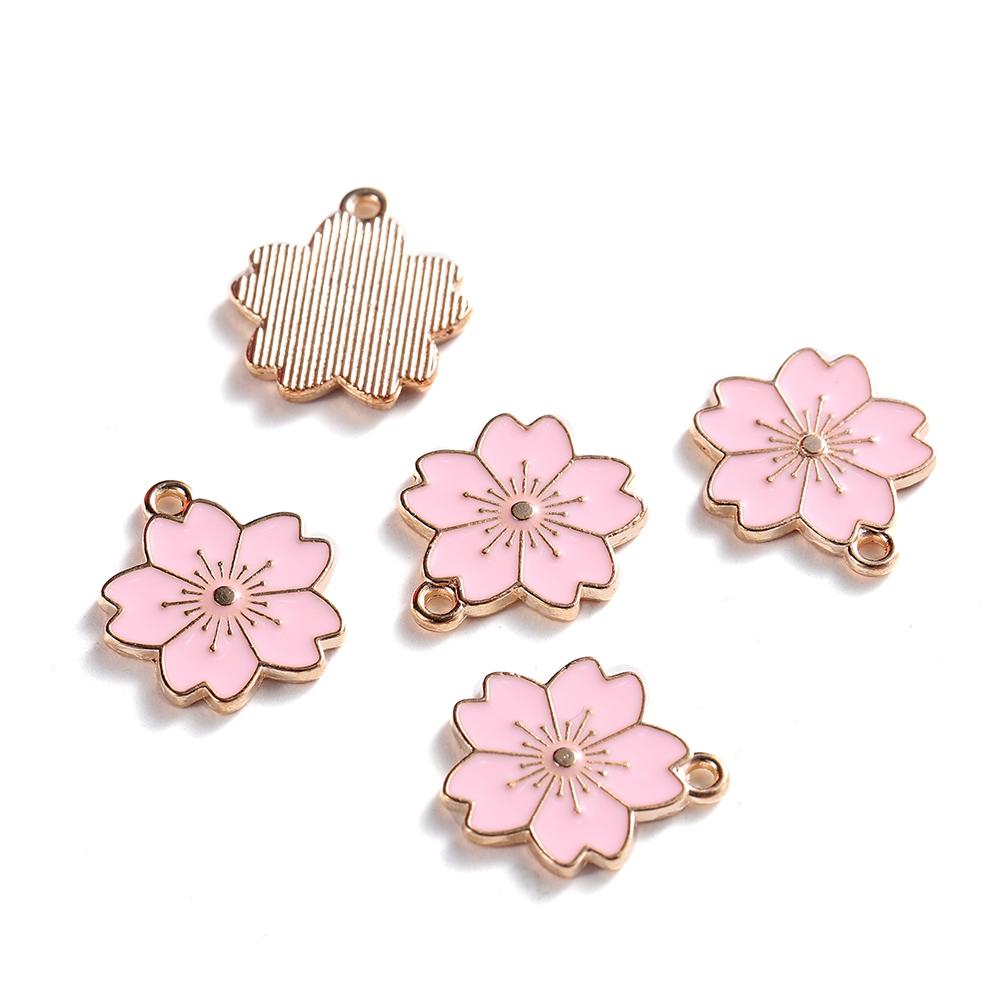 10Pcs/lot Mix Style Colorful Flower Pendants Enamel Metal Necklace Bracelet Charms For DIY Jewelry Making Supplies Accessories