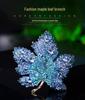 Elegant Diamond Maple Leaf Brooch: Creative Korean Fashion Pin for Suits, Jackets, and Sweaters