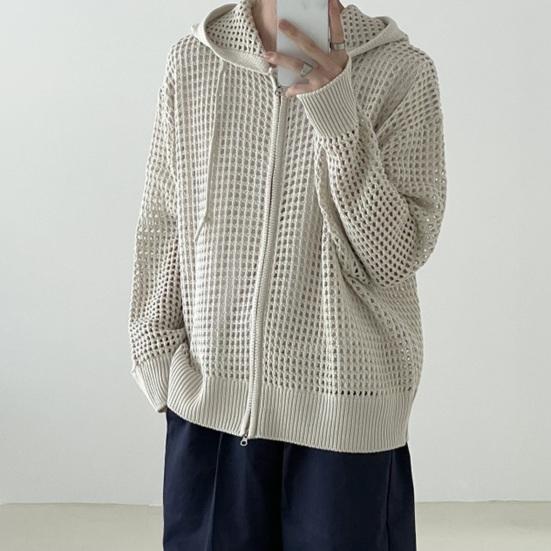 Мужская осенне-зимняя куртка с капюшоном и длинным рукавом на молнии, сплошной цвет, мягкий кардиган в стиле хип-хоп, мужское пальто