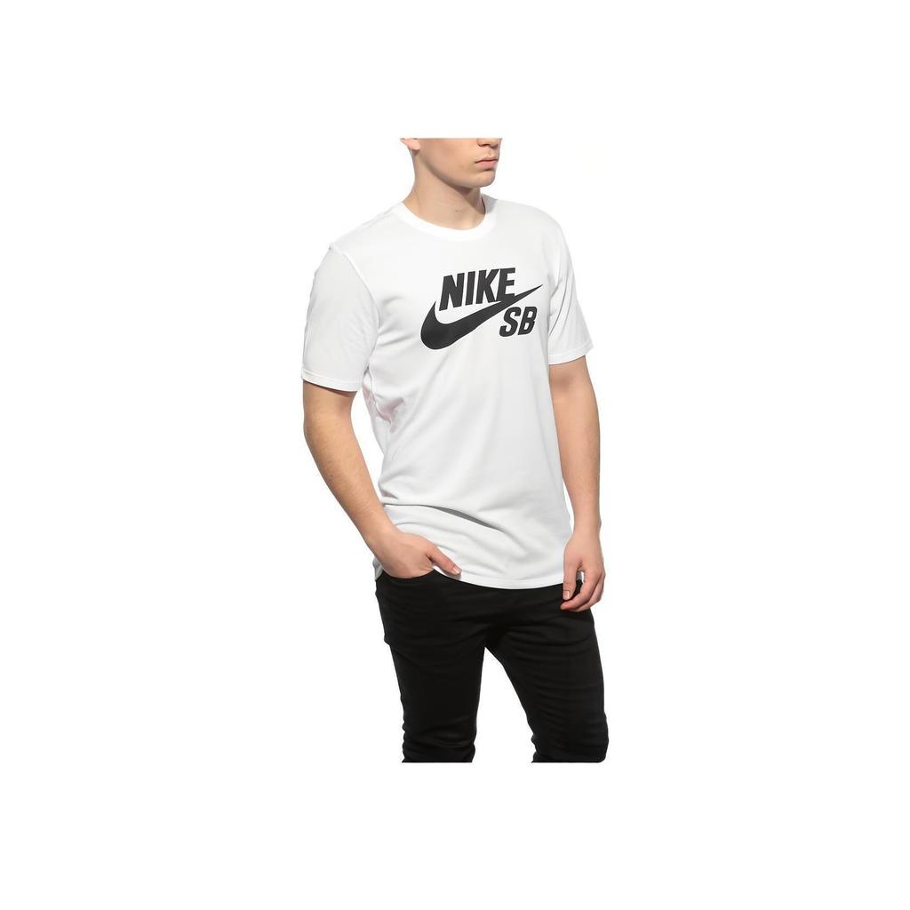 Nike Модная мужская футболка с принтом логотипа-буквы, круглым вырезом и коротким рукавом, белая 821946-100