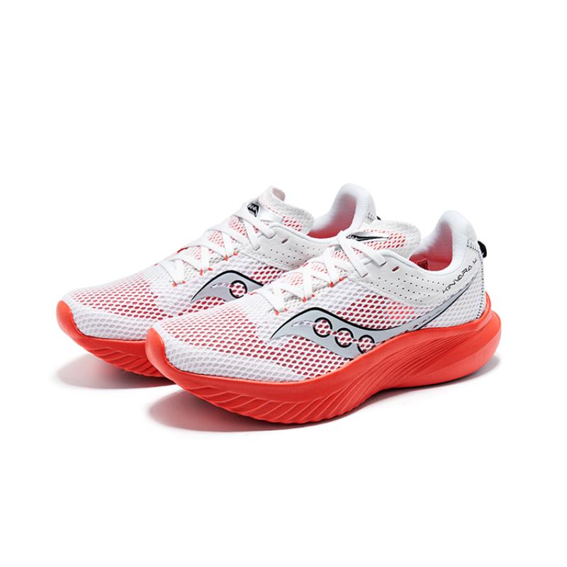 SAUCONY Kinvara 14 Breathable And Resilient Low Top Long Distance Running Shoes Men's White Red Saucony S20823-121