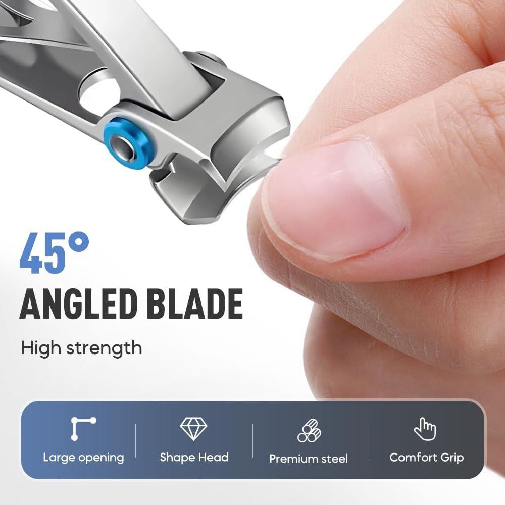 Nail Clippers for Thick Nail, 16mm Wide Jaw Opening Heavy Duty Toenail Clippers with Sharp Curved Blades Nail File, Stainless Steel Toe Nail Clippers