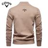 Callaway 2025 Осень/Зима Вышитый Новый Большой Мужской Свитер Полумолния Вязаный Свитер Повседневный Полосатый Мужской Топ