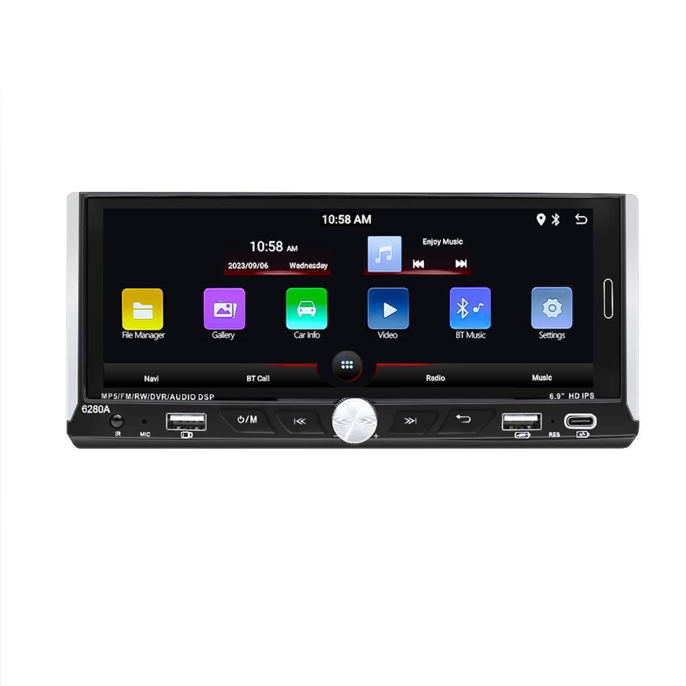 REAKOSOUND 1 Din 6,9-дюймовый Android-автомагнитола Авторадио 2 + 64G HD 1080P Автомобильный MP5-плеер с Bluetooth WIFI GPS FM-радио Зеркало заднего вида Ссылка