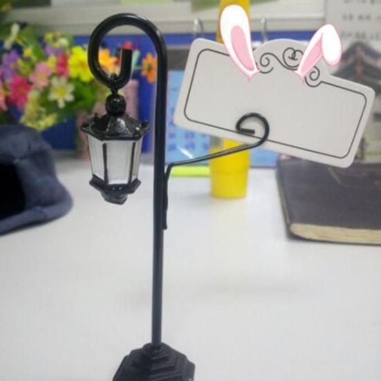 Table Card Holder Eye-catching Add Atmosphere Reusable Decoration Street Lamp Shaped Table Clip for Party