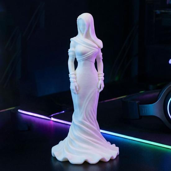 Винтажная статуэтка женщины с капюшоном-накидкой, 3D-печатная статуя безликой дамы в платье-рыбий хвост, украшение для дома и офиса