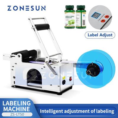 ZONESUN Полуавтоматическая машина для этикетирования круглых бутылок ZS-LT50
