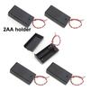 5pcs/lot Battery Storage Case Box 2AA 2XAA 3V Black 2 Solts Holder 2x 1.5V Connector with Cover ON/OFF Switch With Lead Wire
