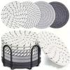 8Pcs Placemats for Hot Dishes Heat Resistant Hot Pads for Kitchen Large Coasters for Hot Pots And Pans Water Absorbent Pot Holders with Storage Rack