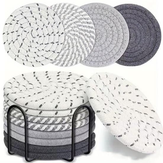 8Pcs Placemats for Hot Dishes Heat Resistant Hot Pads for Kitchen Large Coasters for Hot Pots And Pans Water Absorbent Pot Holders with Storage Rack