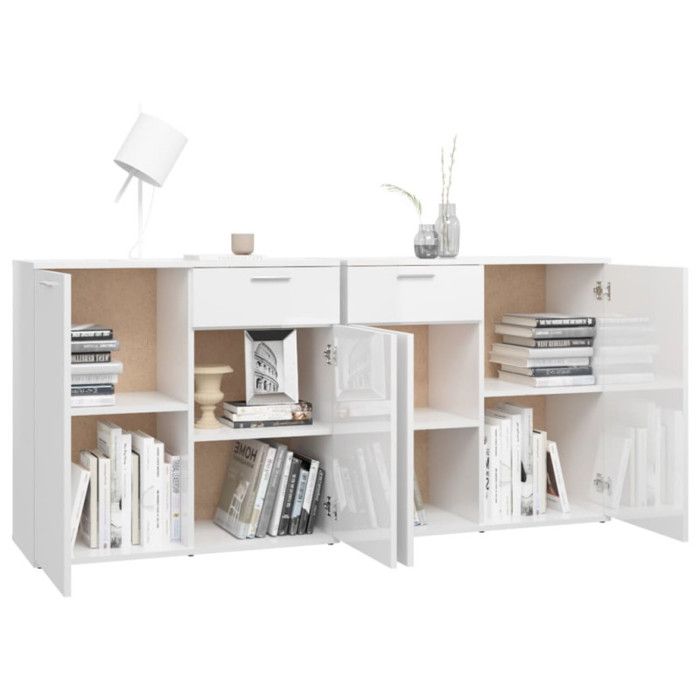 VidaXL Buffet Blanc brillant 160x36x75 cm Bois d'ingénierie 3074933