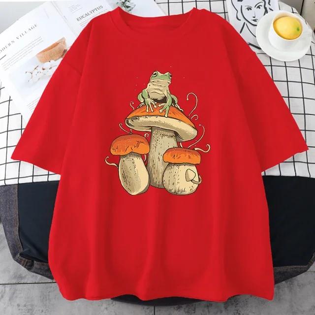 Cottagecore Aesthetic Mushroom Dark Academia Frog Новая мужская футболка Хип-хоп спортивная футболка Летний топ мужская одежда