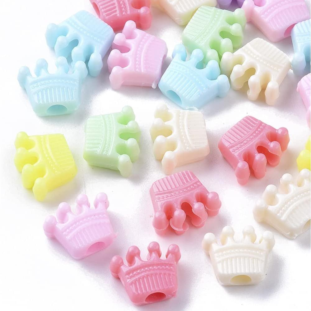 40/80g acrylic macaron crown shaped scattered bead jewelry DIY bracelet necklace earrings keychain anklet pendant
