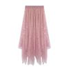 Autumn and Winter High Waist All-match Star Sequined Mesh Skirt Mid-length Long Skirts for Women Slim