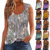 Womens Tank Top V Neck Basic Printed Casual Flowy Summer Sleeveless Deep Side Cut Tops For Women