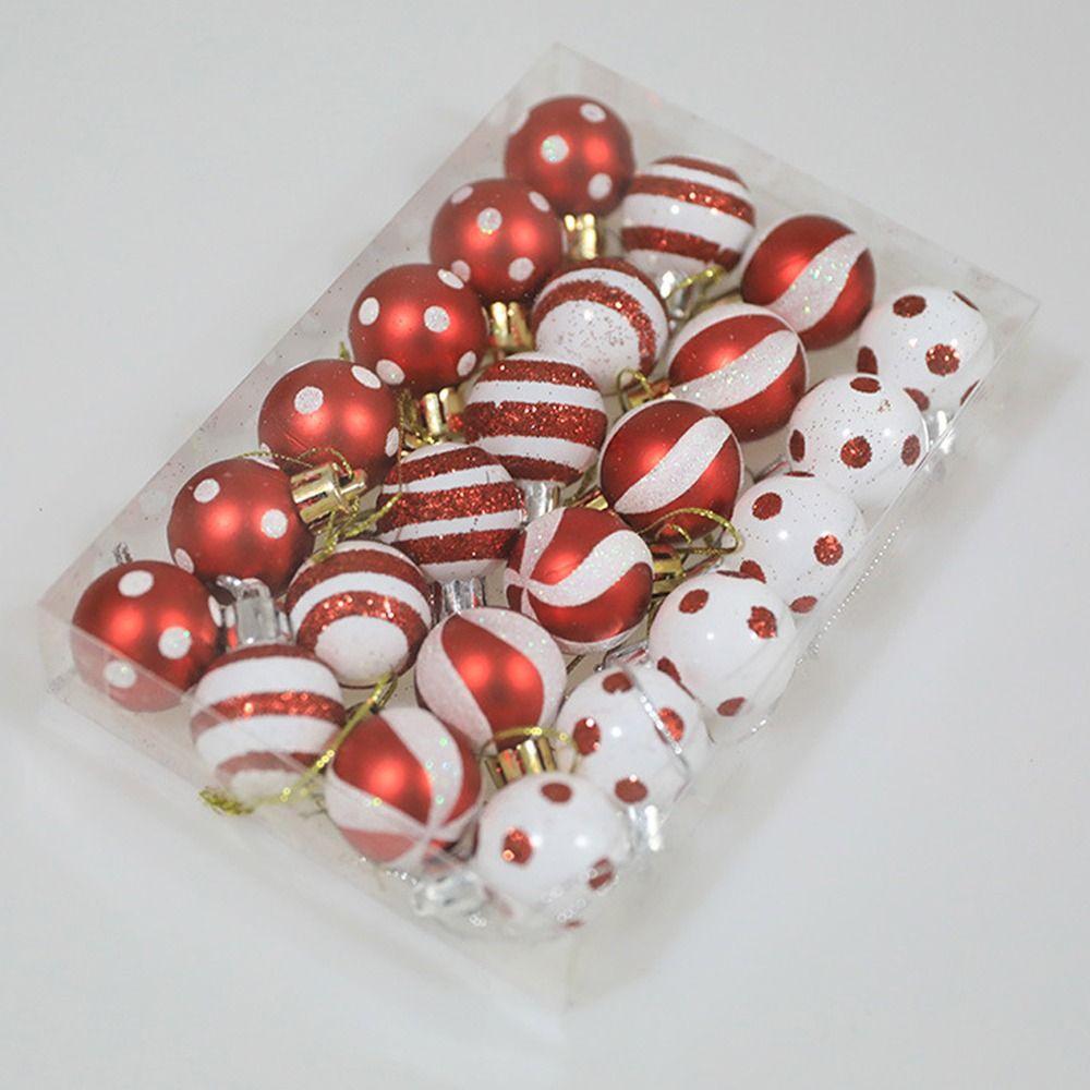 24pcs Mini Painted Christmas Ball 3cm Merry Christmas Tree Decor Home Xmas Decor