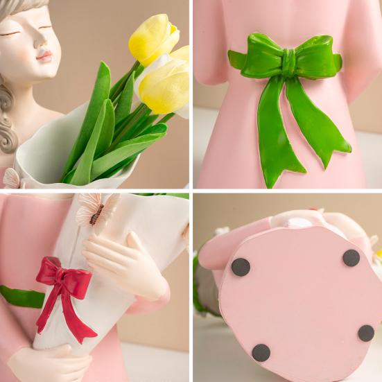 Ваза из смолы, фигурка девушки, держатель для цветов, настольный вазон, современная шикарная декоративная статуэтка, украшения для стола