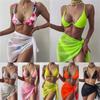 Summer Women's Short Saree Seaside Vacation Beach Party Bikini Cover-ups Solid Color Chiffon Breathable Wrap Mini Skirt