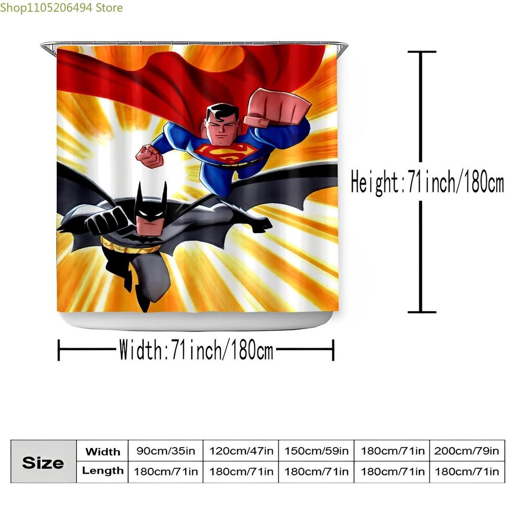 1pc WB shower curtain Batman Shower Curtain, Printed Pattern Bathroom Set, Bathroom Decorative Shower Curtain with Hooks for W