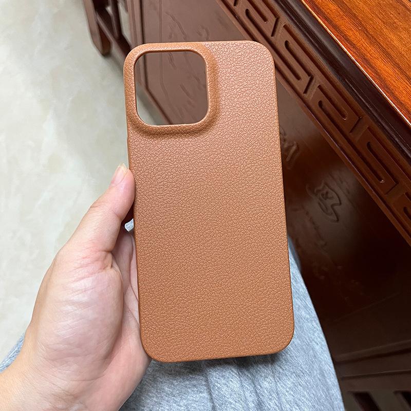 Applicable To IPhone16ProMax Mobile Phone Case 14 Apple 15 Simple TPU Leather Pattern 12Pro Material Case 13