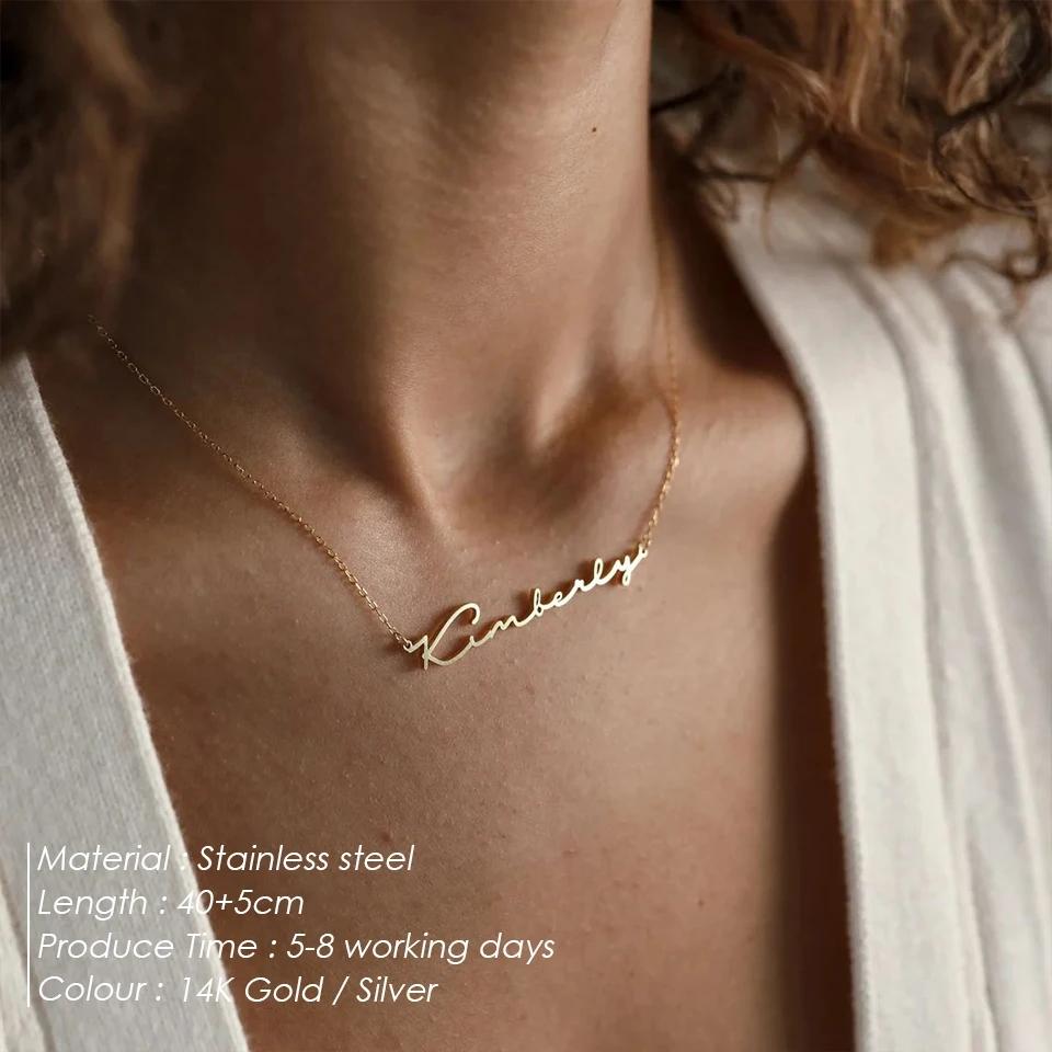 Customized Initial Name Necklace Personalized Stainless Steel Letter Choker Pendant with Link Chain Dropshipping Available