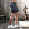 Мужские двухслойные шорты для бега, мужские короткие брюки 2 в 1, спортивные шорты для фитнеса, быстросохнущие пляжные шорты-бермуды со встроенным карманом