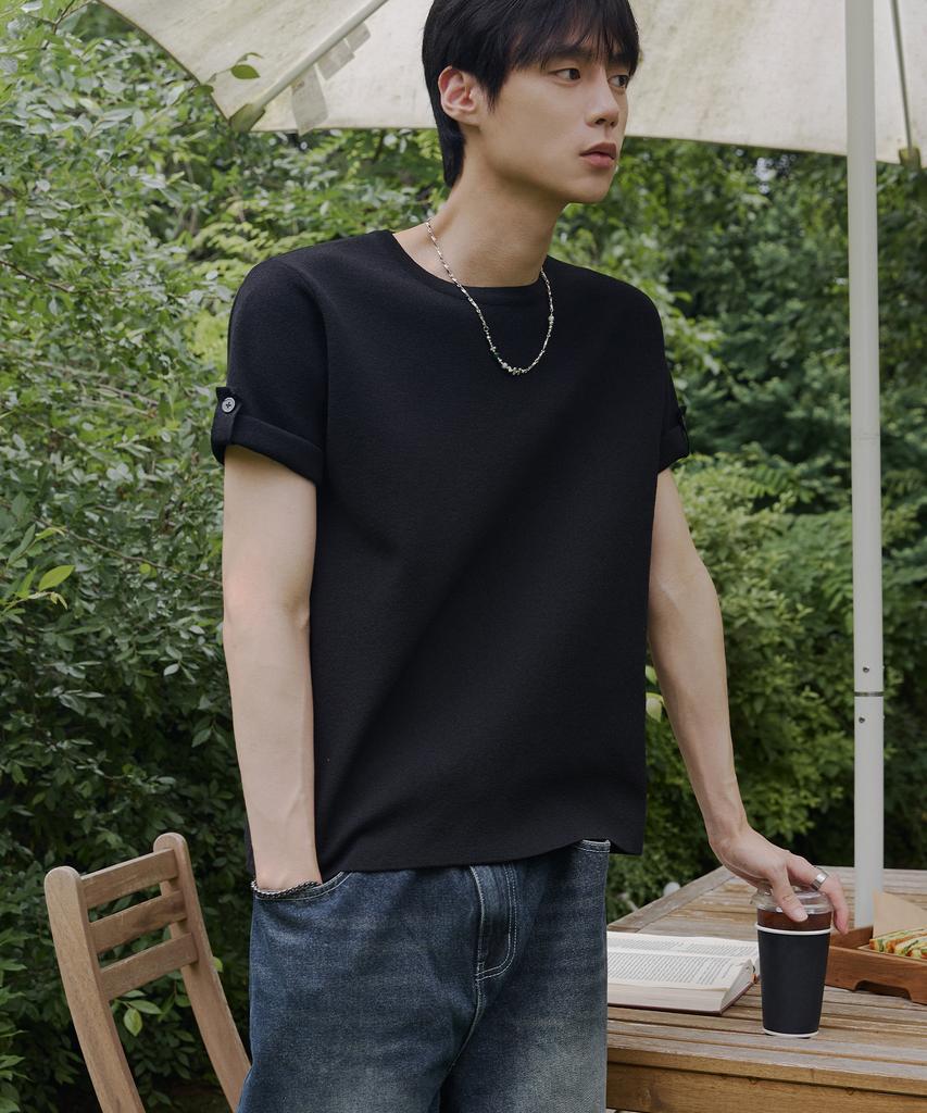 NODU Roll-Up Tab Washable Half Knit [Black]