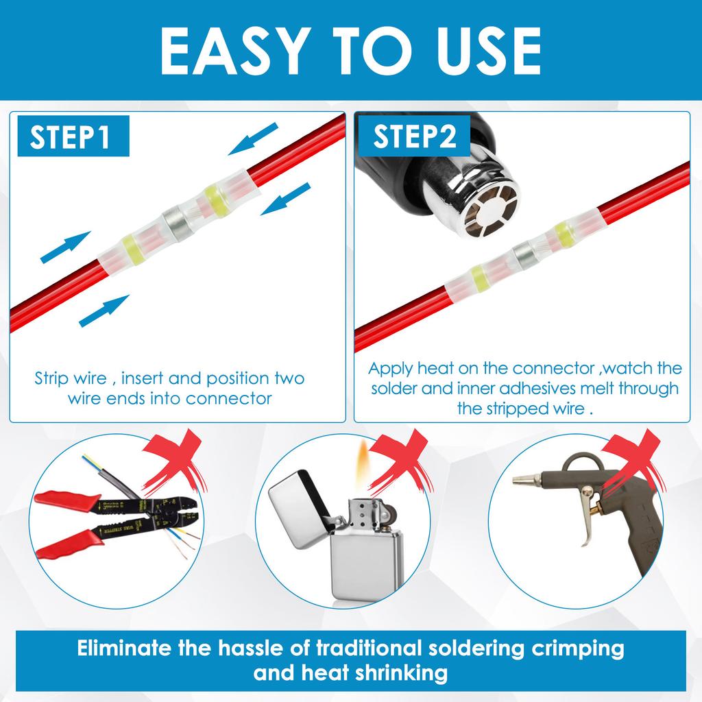 500/210pcs Heat Shrink Wire Connector Butt Terminals Kit Crimp Connectors Waterproof Insulated Electrical Terminals Marine Autom