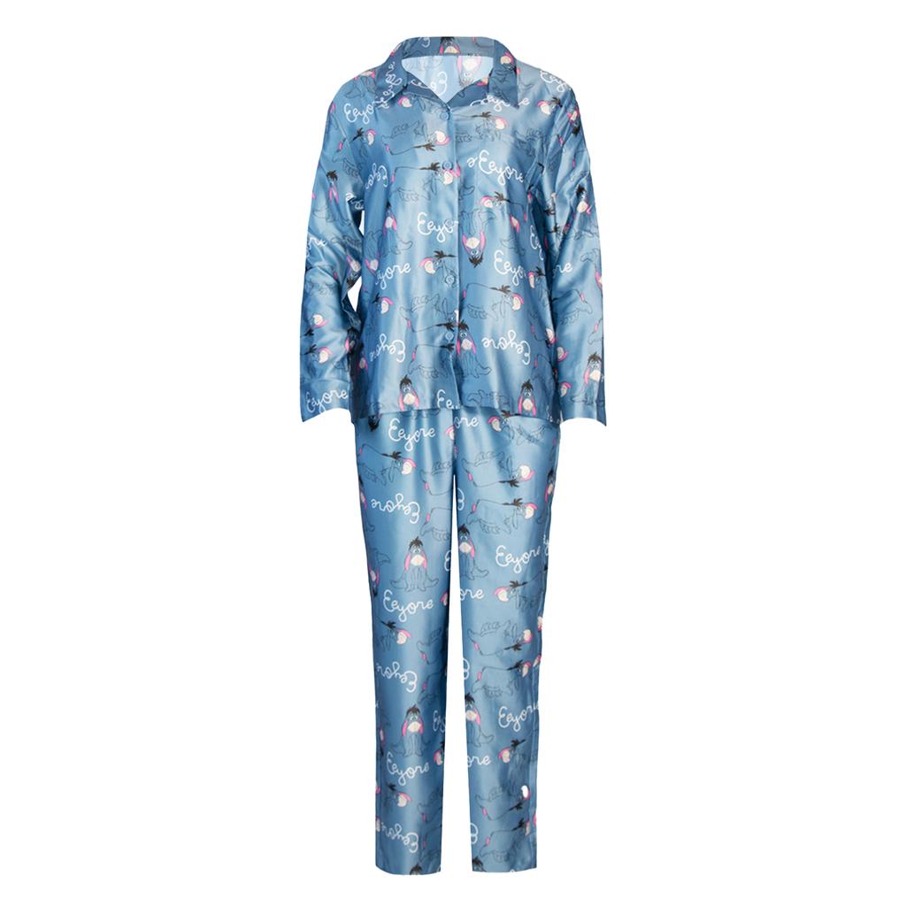 Winnie the Pooh Womens/Ladies Eeyore Satin Straight Leg Long Pyjama Set