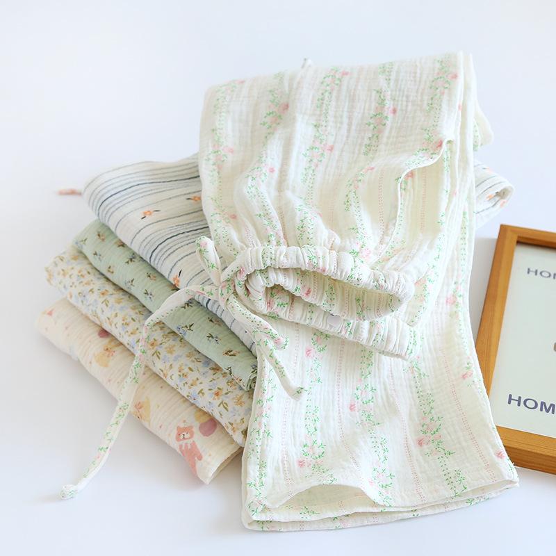 Весна Лето Женские Пижамы Хлопковые Штаны Женские Удобные Свободные Домашние Штаны Тонкие Брюки Карманы