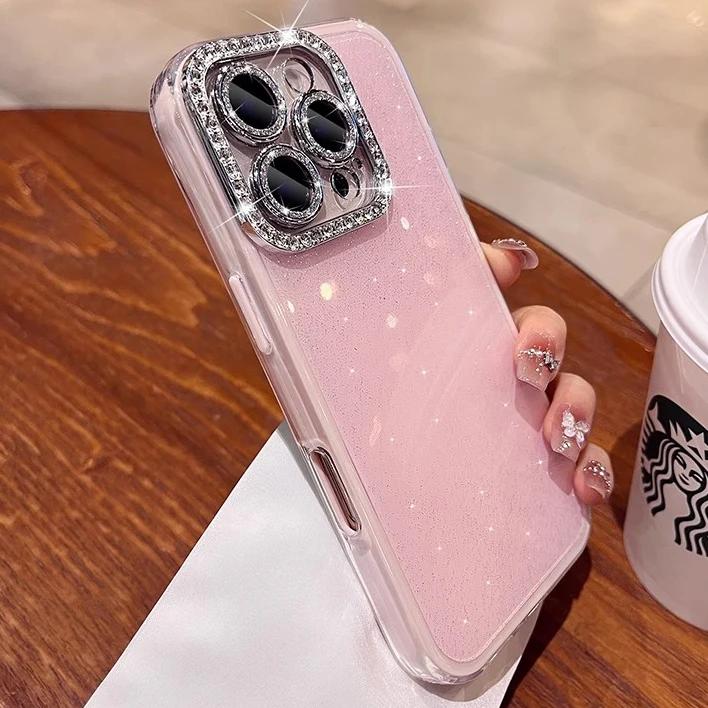 Акриловый чехол-бампер 2-в-1 с блестками и стразами, конфетного цвета, для iPhone 16 15 14 13 12 11 Pro Max Plus, украшенный защитный чехол