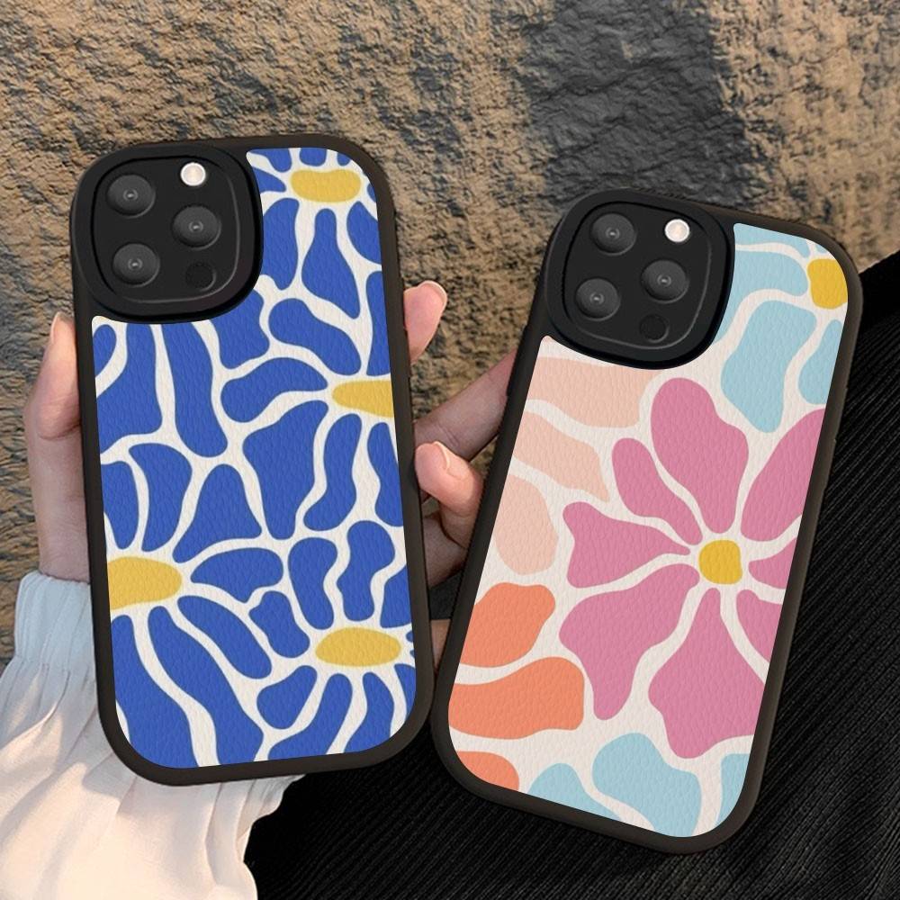 Цветочный Абстрактный Рынок Чехол для Телефона Для IPhone 16 15 14 13 12 11 Pro Max Plus Кожаная Крышка