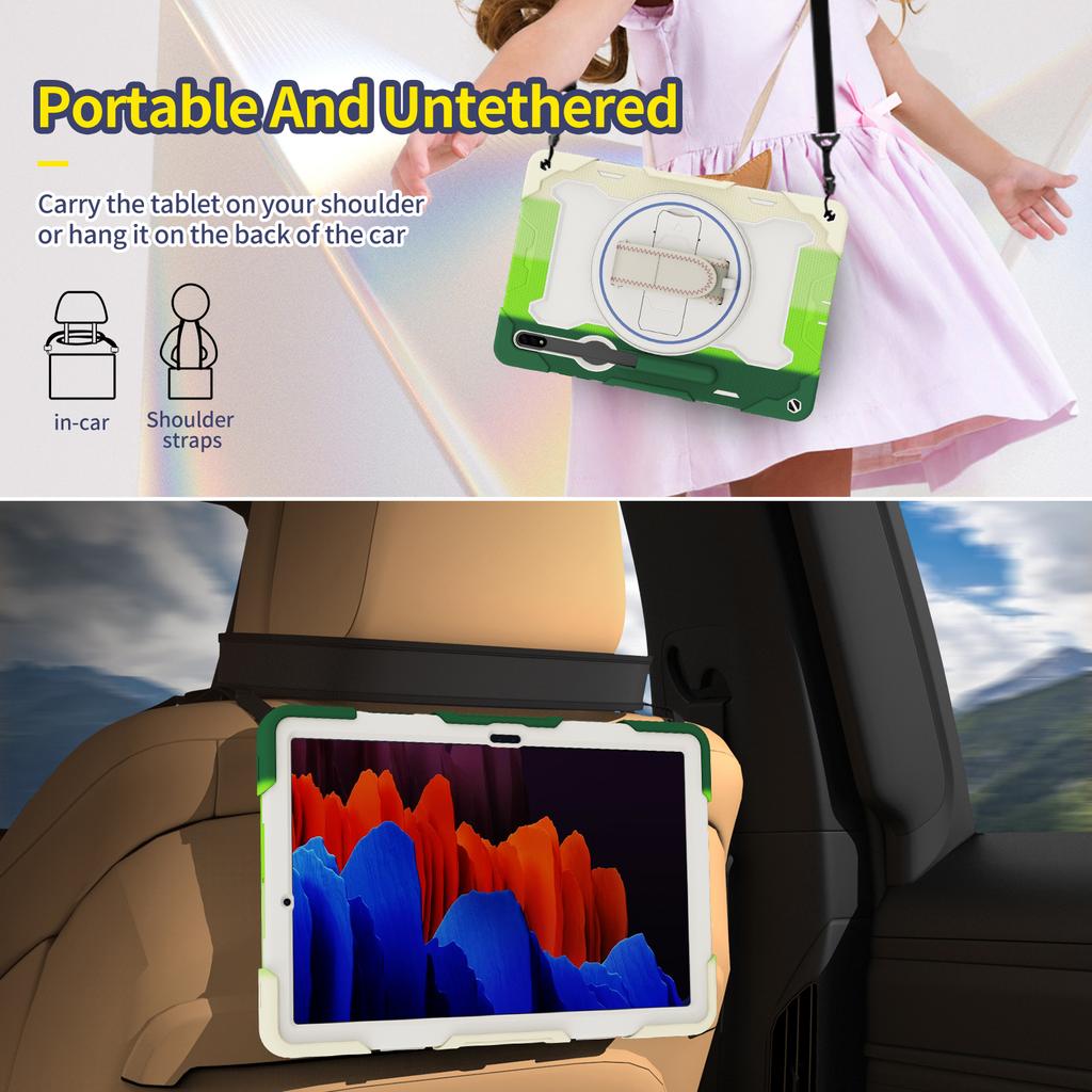 Heavy Duty Case Universal for Samsung Galaxy Tab S8 S7 Plus FE 12.4 SM-X800 X806 SM-T730 T735 T736 T970 T975 T976 Rotating Cover