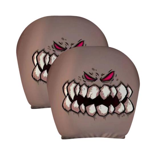 Skull Car Headrest Covers Spooky Print Auto Seat Head Rest