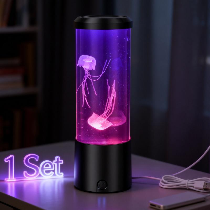 1Pc LED Jellyfish Lava Lamp Mini Aquarium Simulation Jellyfish Decorative Lamp USB Night Light for Children Room Home Decoration