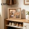 Desktop Photo Frame Pet Memorial Wooden Frame, Rotatable Dog Cat Picture Solid Wood Display Decorative Holder for 4x6-Inch Photos Memory