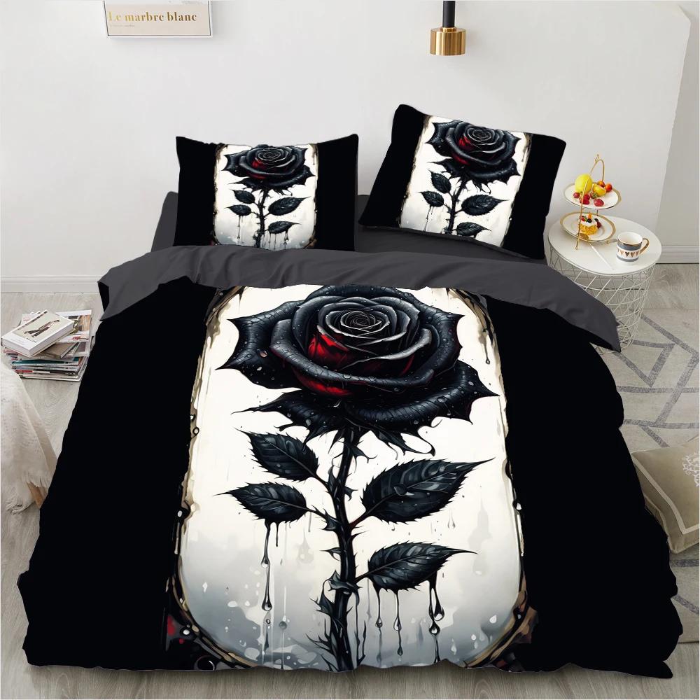 3D Floral Bedding Set Duvet/Quilt/Comforter Cover Sets Flower Bed Linen Red Rose Design Custom King Queen Full Size 260x240