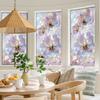 Flowers Window Privacy Film Stained Glass Tulip Butterfly Window Cling Static Glass Sticker for Home Kitchen Office
