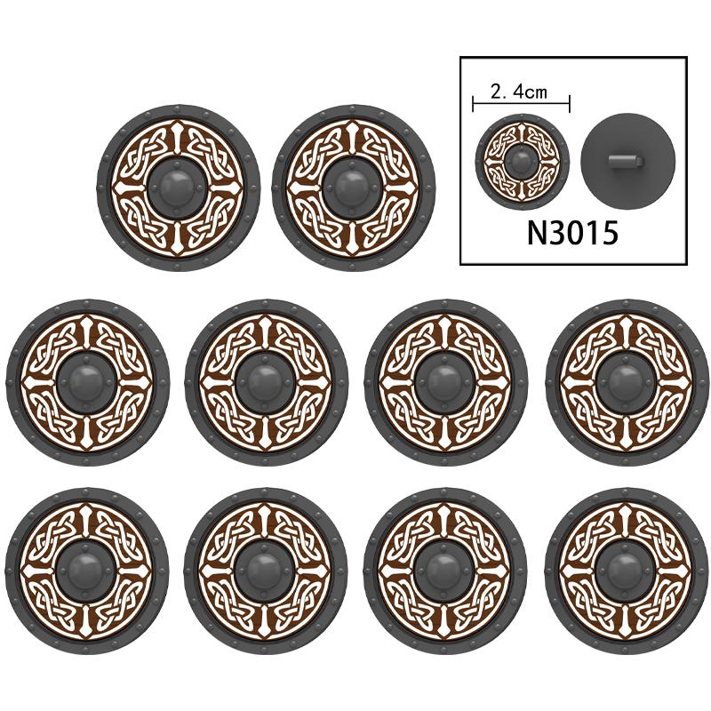 MOC Средневековый Военный Замок Оружие Римский Рыцарь Шлем Щит Аксессуары Строительные Блоки Зеленый Дракон Лев Крестоносец Кирпичи Игрушка