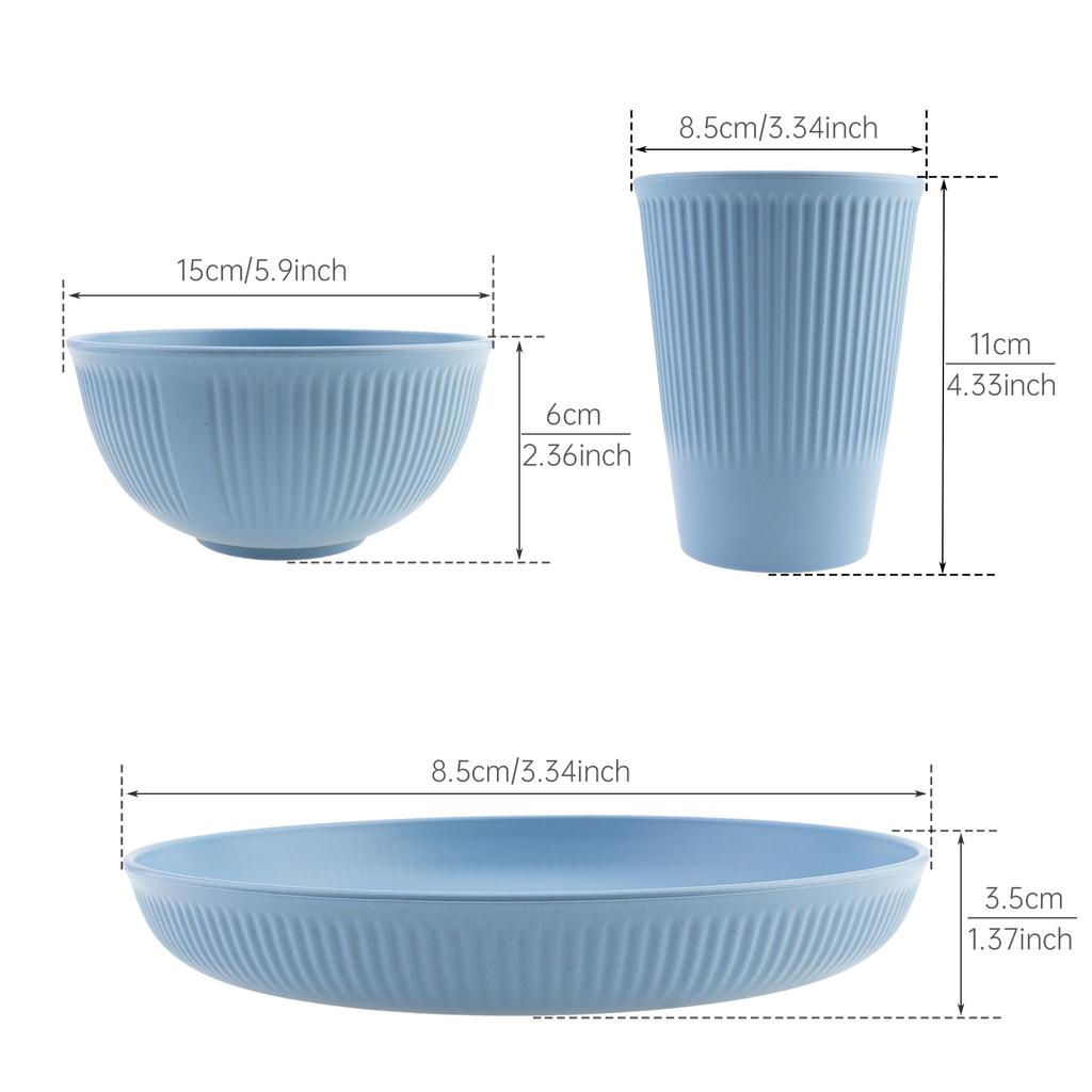 18 шт. Портативные дорожные пластиковые тарелки и миски, набор столовых приборов, вертикальные многоразовые наборы посуды для пикника, кемпинга, поездок, школы