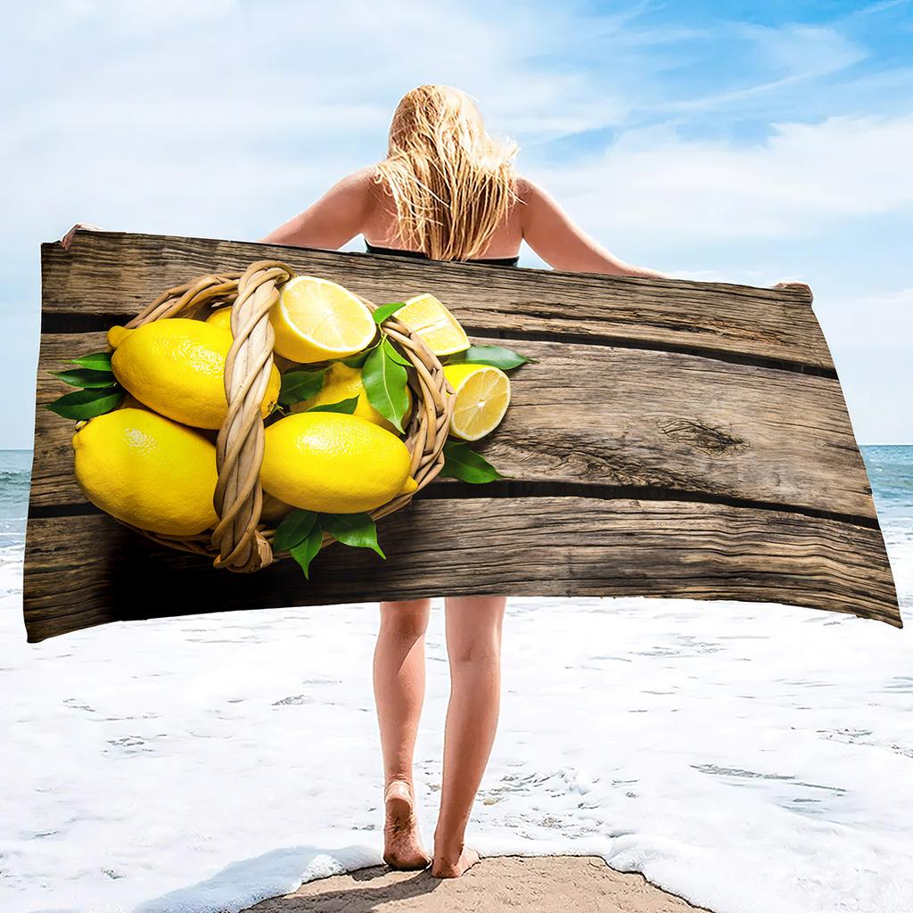 Lemon Printing Series Seaside Vacation Beach Towel Swimming Bath Towel Microfiber Sports Towel