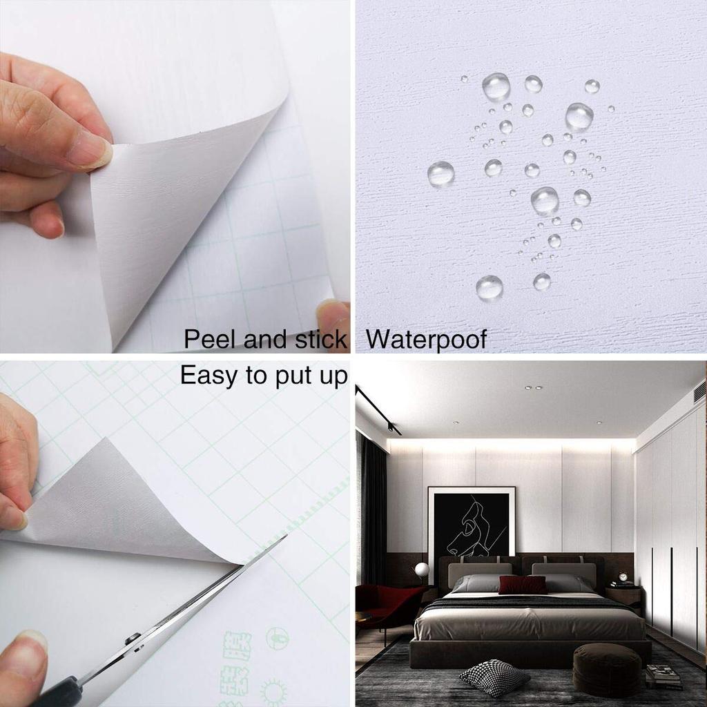 Съемные обои, наклейки, белые обои с текстурой дерева, 40 см x 10 м, настенные наклейки, лист для переделки, термостойкие, водонепроницаемые, для резки, мебельная стена