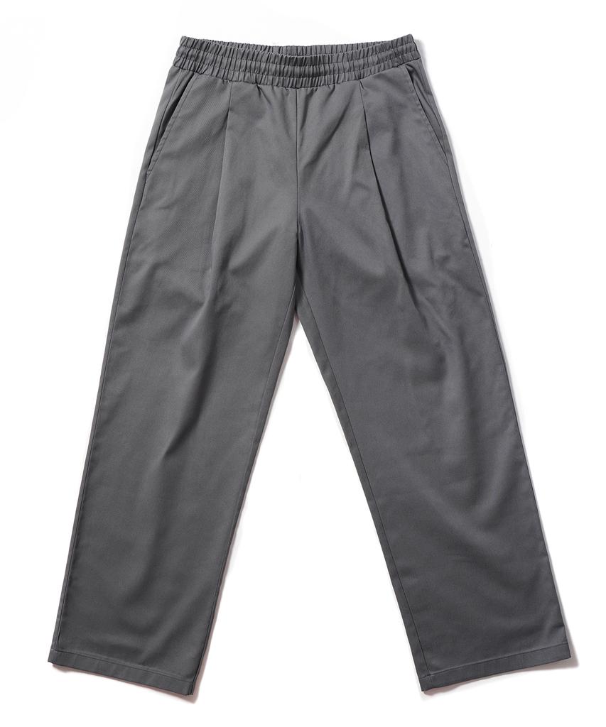 GAKKAI UNIONS Single-Pleat Wide Elastic Waist Slacks Dark Gray