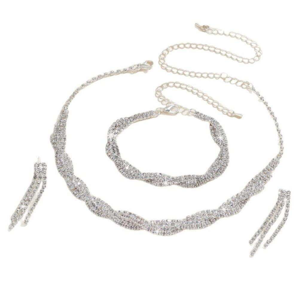 Sparkling Bridal Jewelry Set Elegant Wedding Accessories Necklace Earrings Set  Party Events